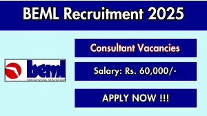 BEML Consultant Recruitment 2025 - Apply Offline for 08 Posts Before May 12 BEML Consultant Recruitment 2025 - Apply Offline for 08 Posts Before May 12