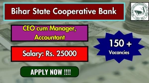 Bihar State Cooperative Bank Recruitment 2025 - Apply Online for 154 CEO cum Manager, Accountant Posts