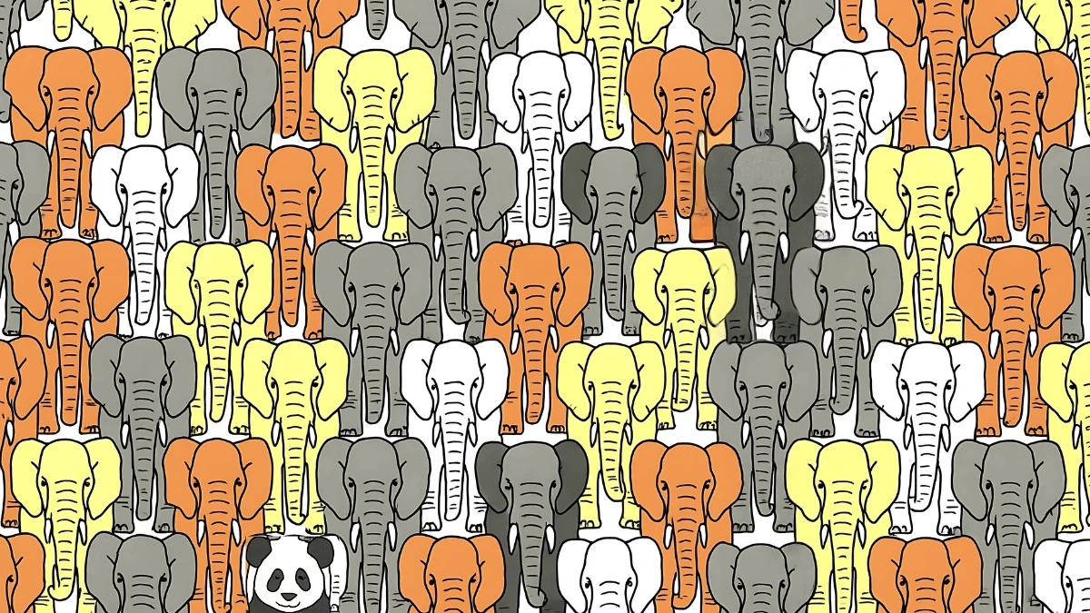 Brain Teaser 6 Secs Challenge: Can you find the Hidden Panda among Elephant in this image