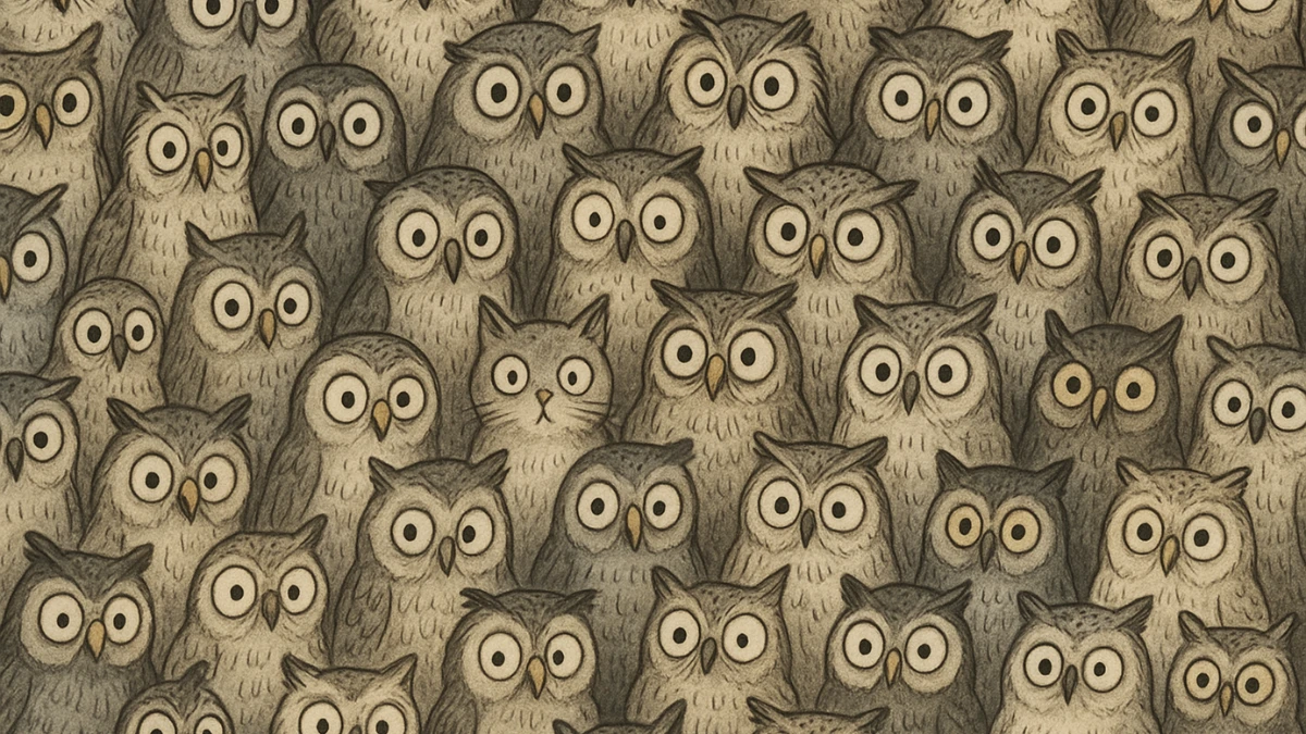 Brain Teaser 8 Secs Challenge: Can you find the Hidden Cat among Owls in this image