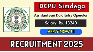 DCPU Simdega Assistant cum Data Entry Operator Recruitment 2025 - Apply Offline for 01 Posts DCPU Simdega Assistant cum Data Entry Operator Recruitment 2025 - Apply Offline for 01 Posts
