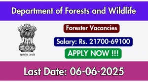 Department of Forests and Wildlife Forester Recruitment 2025 - Apply Offline for 30 Posts