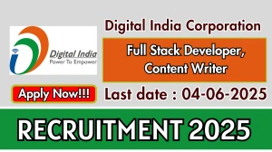 Digital India Corporation Recruitment 2025 - Apply Online for 02 Full Stack Developer, Content Writer Posts Digital India Corporation Recruitment 2025 - Apply Online for 02 Full Stack Developer, Content Writer Posts