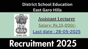 District School Education East Garo Hills Assistant Lecturer Recruitment 2025 - Apply Offline