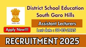District School Education South Garo Hills Assistant Lecturers Recruitment 2025 - Apply Offline