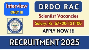 DRDO RAC Scientist Recruitment 2025 - Apply Online for 21 Posts DRDO RAC Scientist Recruitment 2025 - Apply Online for 21 Posts