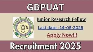GBPUAT Junior Research Fellow Recruitment 2025 - Apply Offline