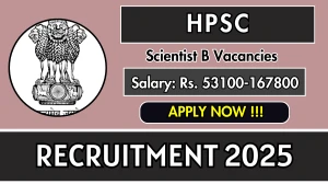 HPSC Scientist B Recruitment 2025 - Apply Online for 05 Posts
