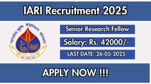 IARI Senior Research Fellow Recruitment 2025 - Apply Offline for 01 Posts IARI Senior Research Fellow Recruitment 2025 - Apply Offline for 01 Posts
