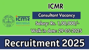 ICMR Consultant Recruitment 2025 – Walk in
