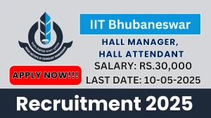 IIT Bhubaneswar Recruitment 2025 - Apply Online for 03 Hall Manager, Hall Attendant Posts