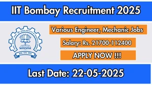 IIT Bombay Recruitment 2025 - Apply Online for 12 Junior Engineer, Junior Mechanic and More Posts