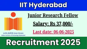 IIT Hyderabad Junior Research Fellow Recruitment 2025 - Apply Offline