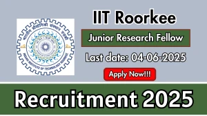 IIT Roorkee Junior Research Fellow Recruitment 2025 - Apply Offline