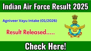 Indian Air Force Agniveer Vayu Intake (01/2026) Result 2025 Out at agnipathvayu.cdac.in, Direct Link to Download Result PDF Here Indian Air Force Agniveer Vayu Intake (01/2026) Result 2025 Out at agnipathvayu.cdac.in, Direct Link to Download Result PDF Here