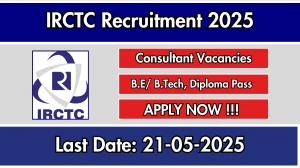 IRCTC Consultant Recruitment 2025 - Apply Offline for 01 Posts IRCTC Consultant Recruitment 2025 - Apply Offline for 01 Posts