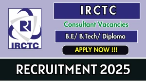 IRCTC Consultant Recruitment 2025 - Apply Offline for 01 Posts IRCTC Consultant Recruitment 2025 - Apply Offline for 01 Posts