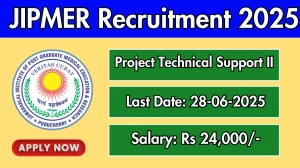 JIPMER Project Technical Support II Recruitment 2025 - Apply Offline