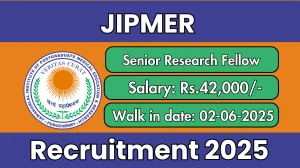 JIPMER Senior Research Fellow Recruitment 2025 – Walk in