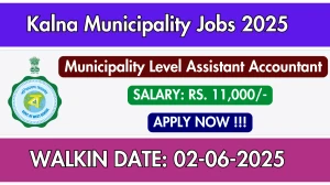 Kalna Municipality Recruitment 2025 – Walk in for 01 Municipality Level Assistant Accountant Posts
