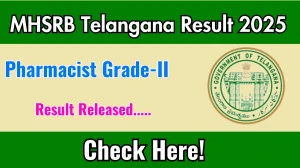MHSRB Telangana Pharmacist Grade-II Result 2025 Out at mhsrb.telangana.gov.in, Direct Link to Download Result PDF Here