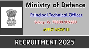 Ministry of Defence Principal Technical Officer Recruitment 2025 - Apply Offline for 01 Posts Ministry of Defence Principal Technical Officer Recruitment 2025 - Apply Offline for 01 Posts
