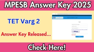 MP TET Varg 2 Answer Key 2025 Out at esb.mp.gov.in
