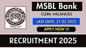 MSBL Bank Clerk Recruitment 2025 - Apply Online MSBL Bank Clerk Recruitment 2025 - Apply Online