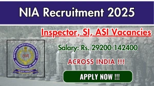 NIA Recruitment 2025 - Apply Offline for 98 Inspector, SI and More Posts NIA Recruitment 2025 - Apply Offline for 98 Inspector, SI and More Posts