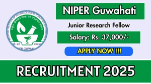 NIPER Guwahati Junior Research Fellow Recruitment 2025 - Apply Online for 01 Posts NIPER Guwahati Junior Research Fellow Recruitment 2025 - Apply Online for 01 Posts