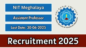 NIT Meghalaya Assistant Professor Recruitment 2025 - Apply Online