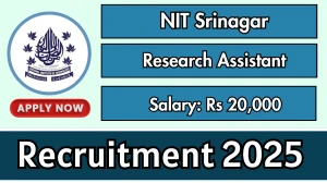 NIT Srinagar Research Assistant Recruitment 2025 - Apply Online
