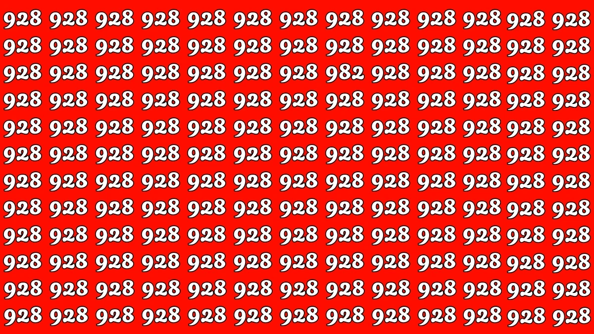 Optical Illusion 8 Seconds Challenge: Only People with Eagle Eyes Can spot the Number 982