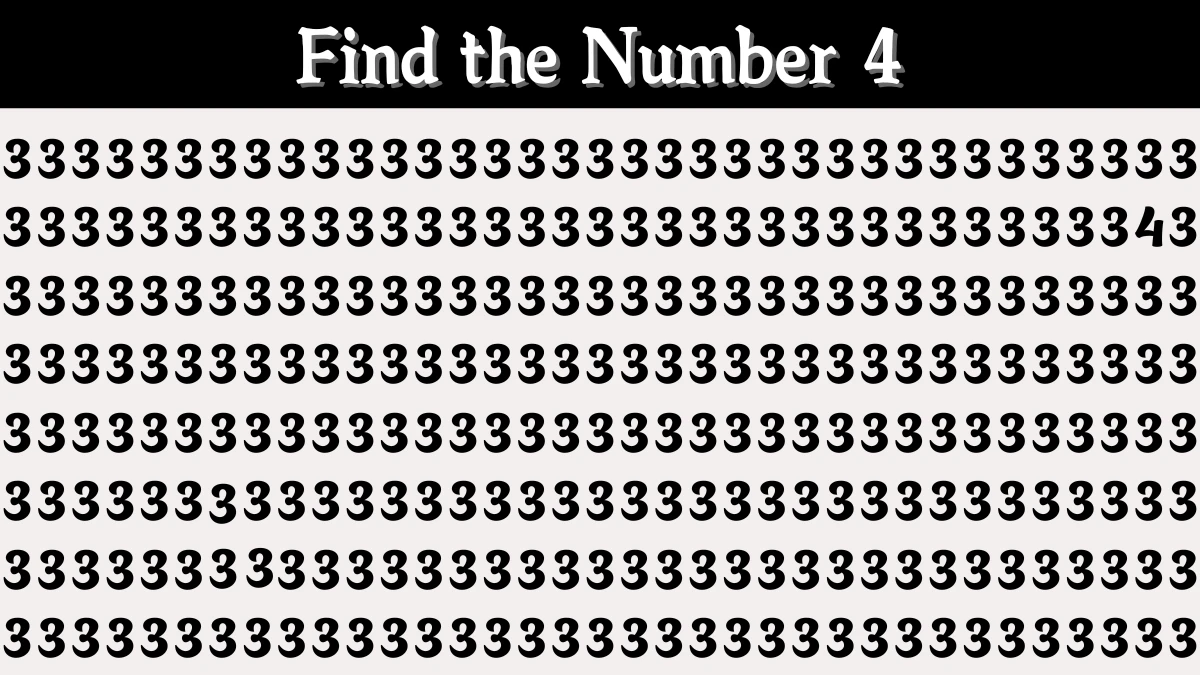Optical Illusion IQ Test: Are You A Genius? Within 8 Seconds Spot The Number 4 among 3