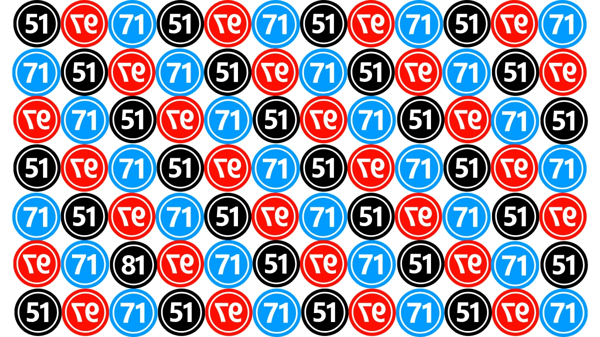 Optical Illusion: Within 5 Seconds Spot The Number 81 among 51,71 and Inverted 97