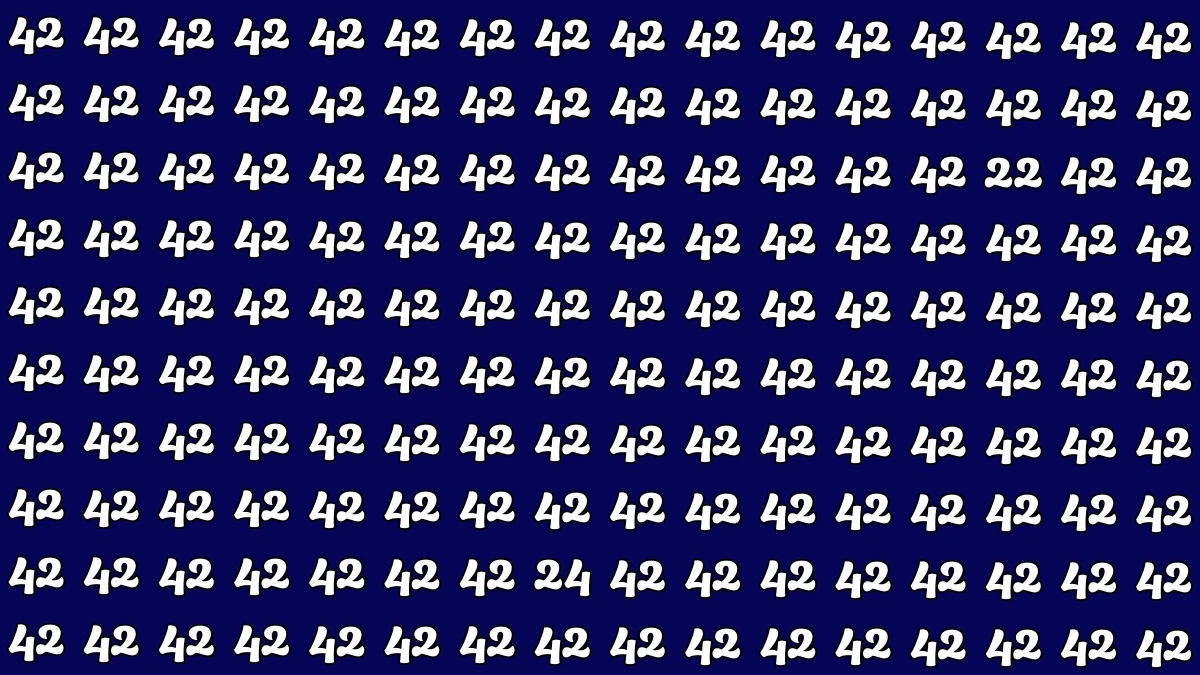 Optical Illusion: Within 6 Seconds Spot The Number 22 and 24 among 42