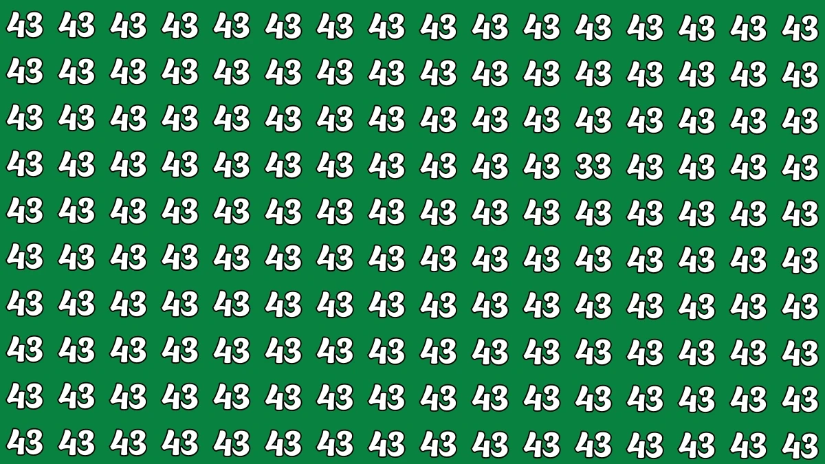 Optical Illusion: Within 6 Seconds Spot The Number 33 among 43