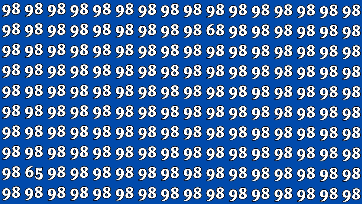 Optical Illusion: Within 6 Seconds Spot The Number 65 and 68 among 98