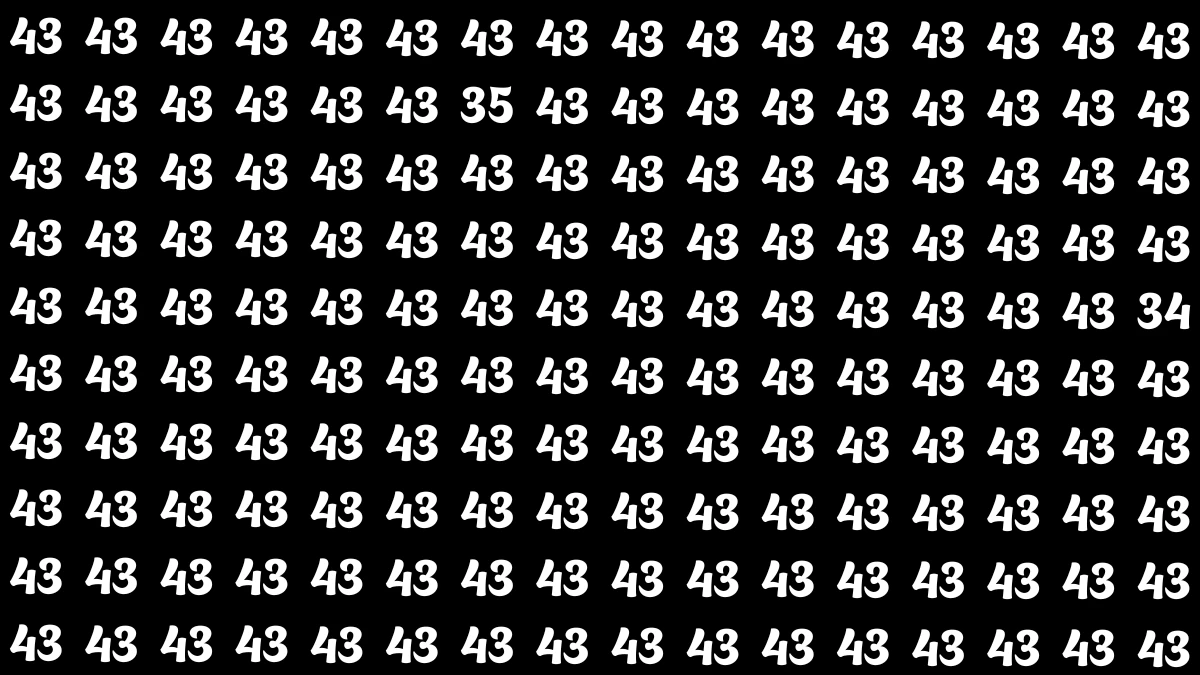 Optical Illusion: Within 7 Seconds Spot The Number 34 and 35 among 43