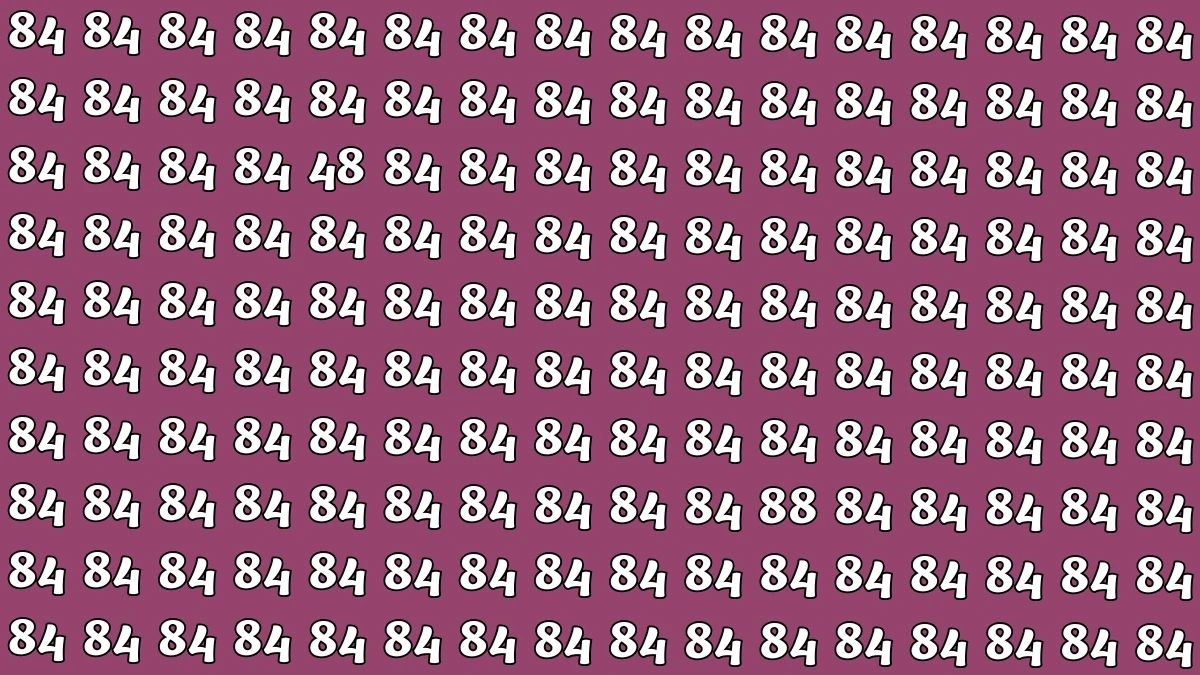 Optical Illusion: Within 7 Seconds Spot The Number 48 and 88 among 84