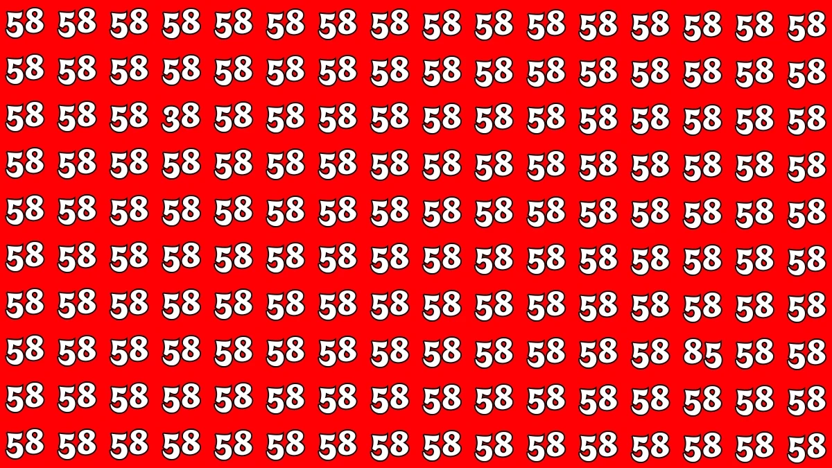 Optical Illusion: Within 7 Seconds Spot The Number 85 and 38 among 58