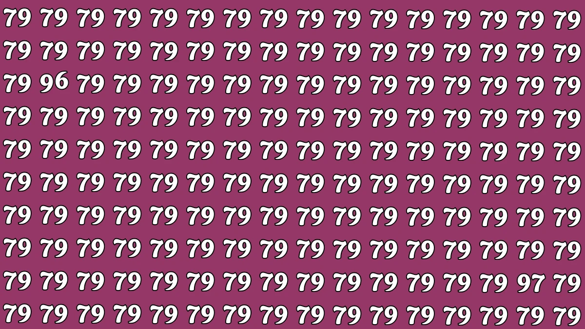 Optical Illusion: Within 7 Seconds Spot The Number 96 and 97 among 79