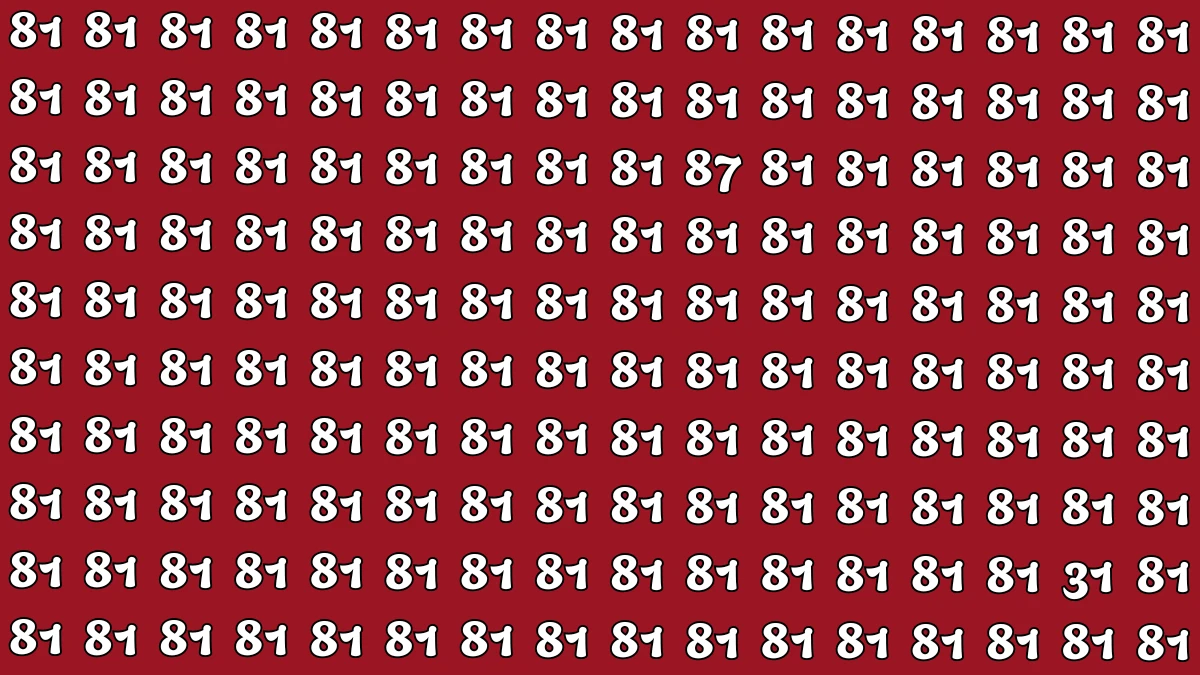 Optical Illusion: Within 8 Seconds Spot The Number 31 and 87 among 81