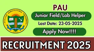 PAU Junior Field/Lab Helper Recruitment 2025 - Apply Offline