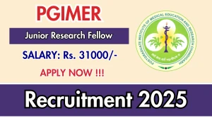 PGIMER Junior Research Fellow Recruitment 2025 - Apply Offline for 01 Posts PGIMER Junior Research Fellow Recruitment 2025 - Apply Offline for 01 Posts