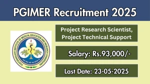 PGIMER Recruitment 2025 - Apply Offline for 03 Project Research Scientist, Project Technical Support Posts