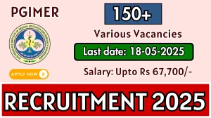 PGIMER Recruitment 2025 - Apply Online for 160 Senior Residents, Senior MO and Other Posts PGIMER Recruitment 2025 - Apply Online for 160 Senior Residents, Senior MO and Other Posts