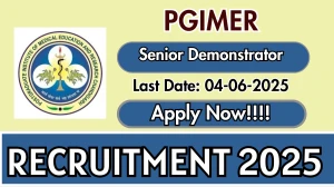 PGIMER Senior Demonstrator Recruitment 2025 - Apply Offline