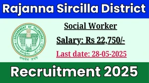 Rajanna Sircilla District Social Worker cum asst coordinator Recruitment 2025 - Apply Offline for 01 Posts
