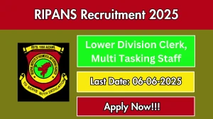 RIPANS Recruitment 2025 - Apply Offline for 03 Lower Division Clerk, Multi Tasking Staff Posts